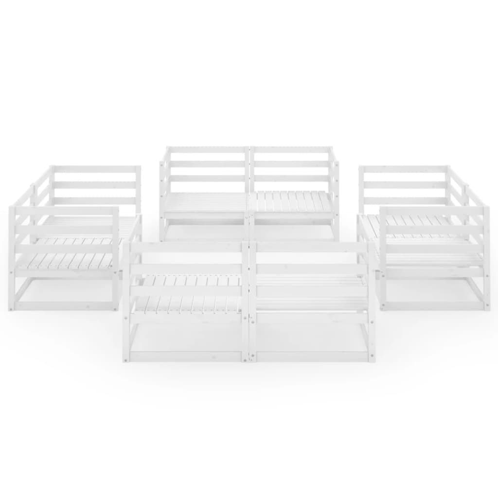 Garden Lounge Set | White | Solid pinewood | Large | Modular
