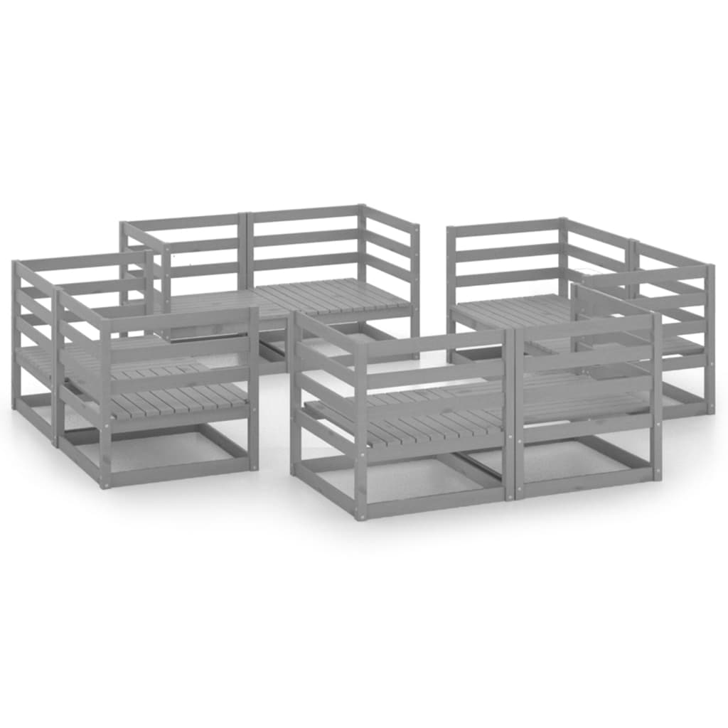 Garden Lounge Set | Grey | Solid pinewood | Modular | Garden Lounge Set
