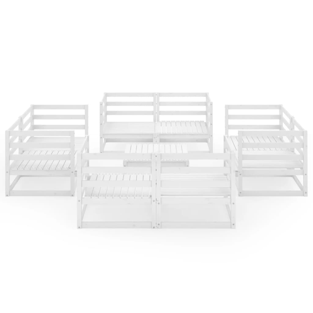 vidaXL 9 Piece Garden Lounge Set White Solid Pinewood