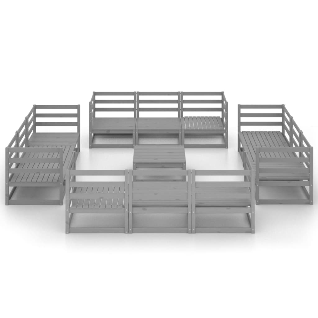 vidaXL 13 Piece Garden Lounge Set Grey Solid Pinewood