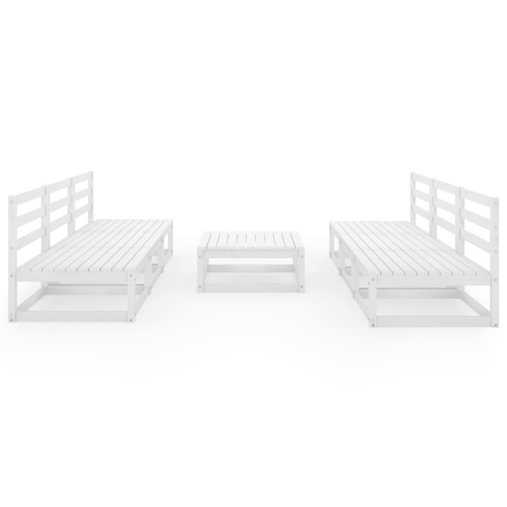 vidaXL 7 Piece Garden Lounge Set White Solid Wood Pine