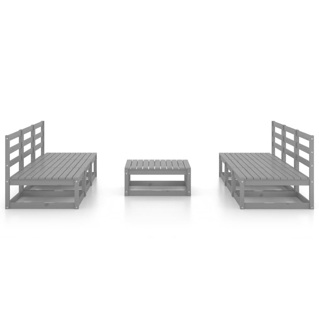 vidaXL 7 Piece Garden Lounge Set Grey Solid Wood Pine