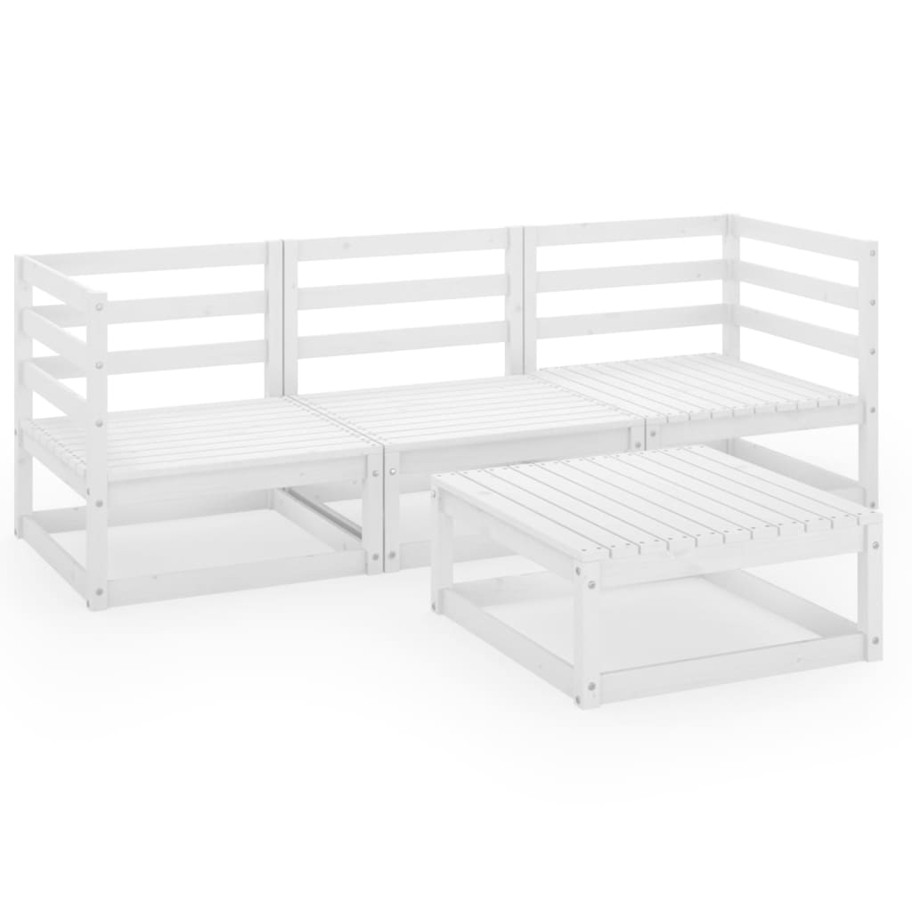 Garden Lounge Set | White | Solid pinewood | Modular | Garden Lounge Set