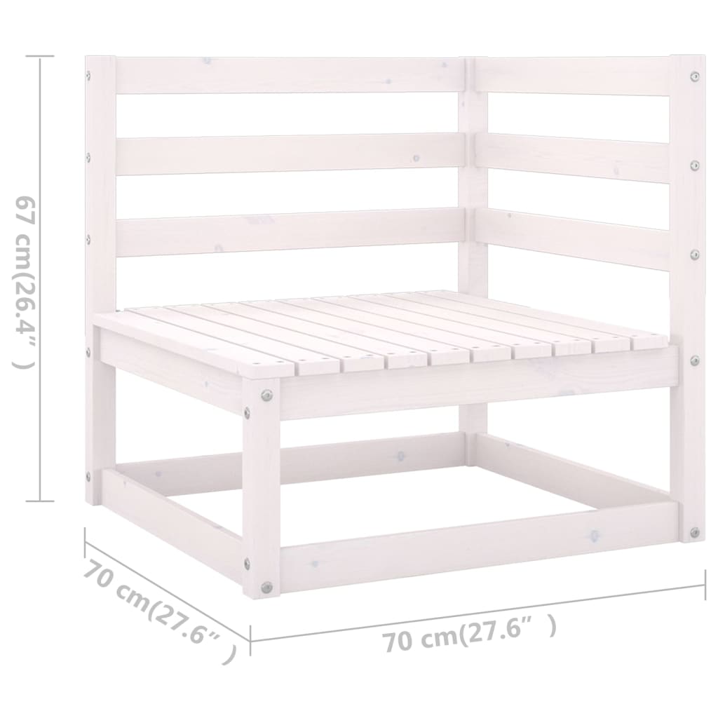 6 Piece Garden Lounge Set White Solid Wood Pine