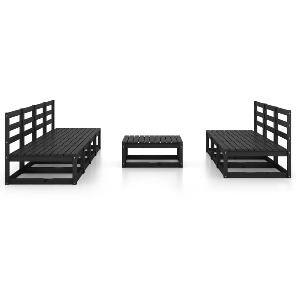 vidaXL 8 Piece Garden Lounge Set Black Solid Pinewood