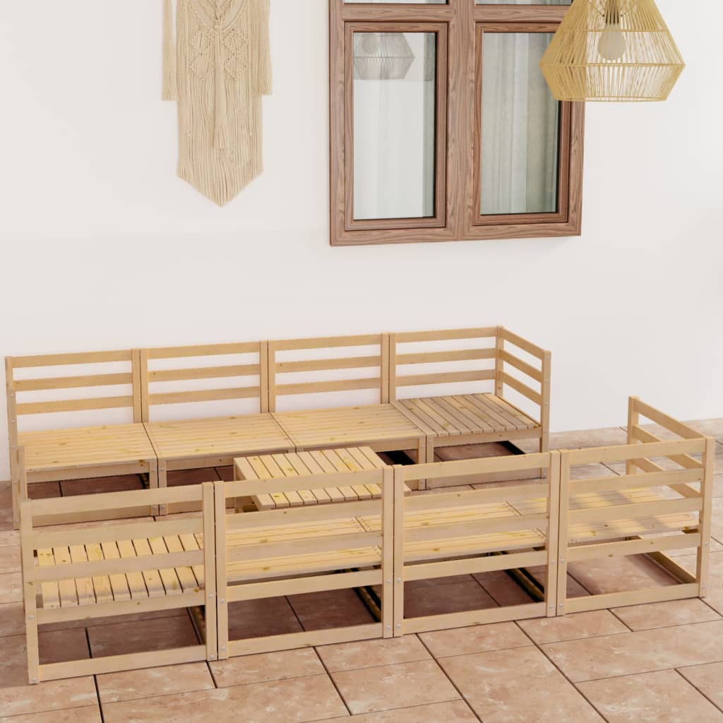 vidaXL 9 Piece Garden Lounge Set Solid Wood Pine