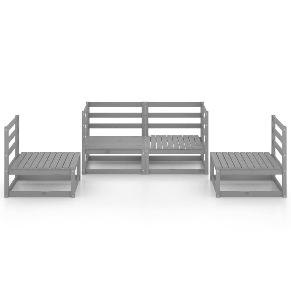 vidaXL 4 Piece Garden Lounge Set Grey Solid Pinewood