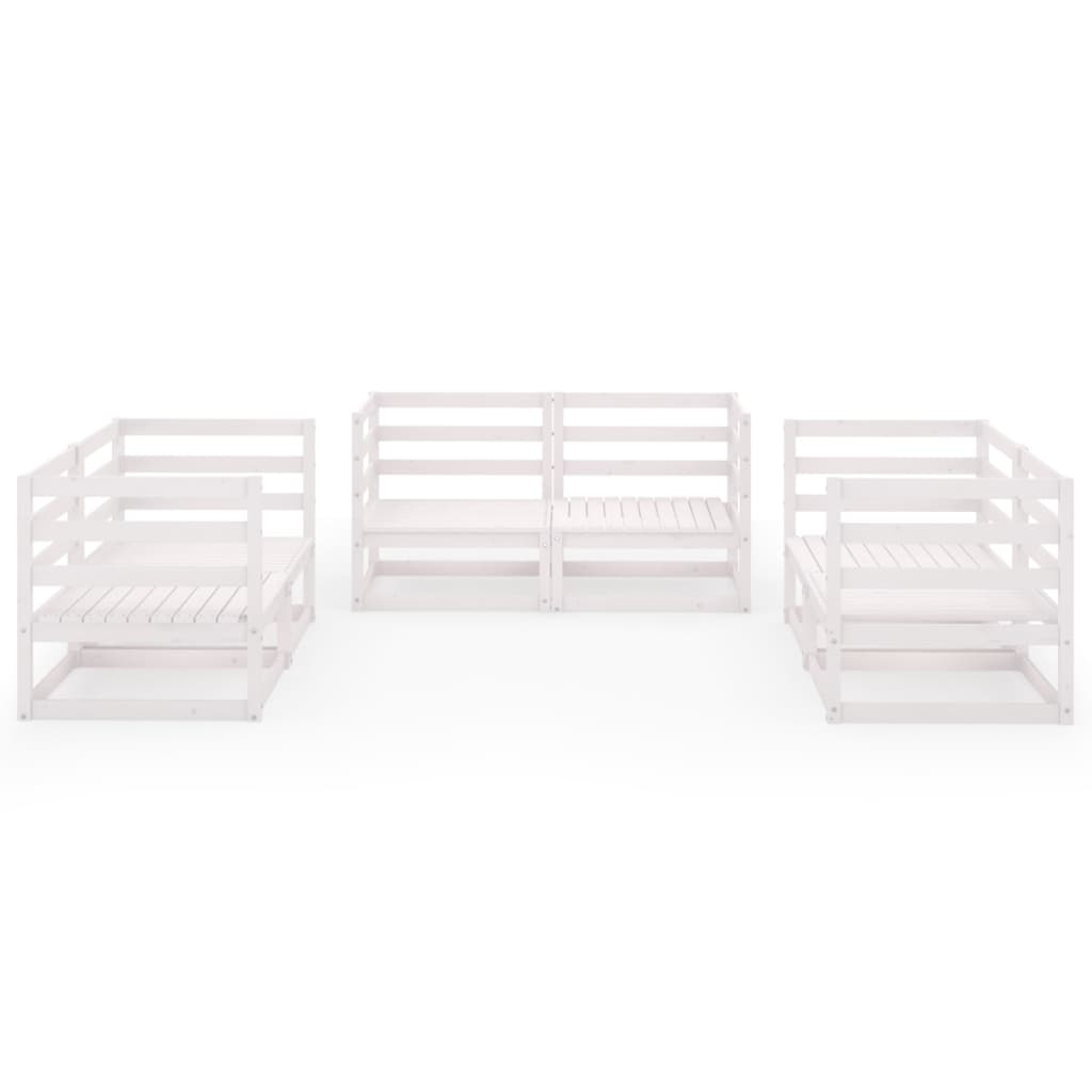 Garden Lounge Set | White | Solid Pine Wood | 6 Pieces | Modular