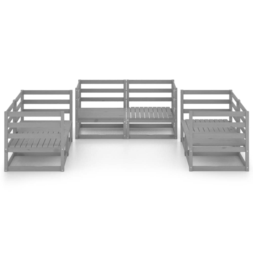 Garden Lounge Set | Grey | Solid Pinewood |  Modular  | Garden Lounge Set