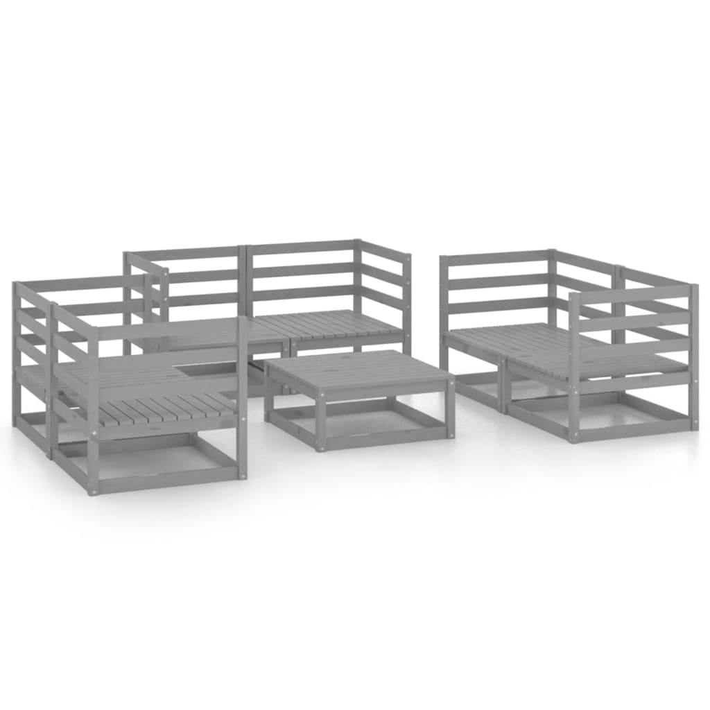 vidaXL 7 Piece Garden Lounge Set Grey Solid Pinewood