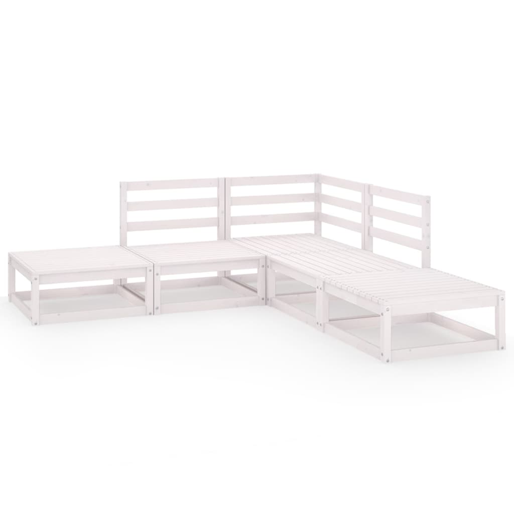 vidaXL 5 Piece Garden Lounge Set White Solid Wood Pine