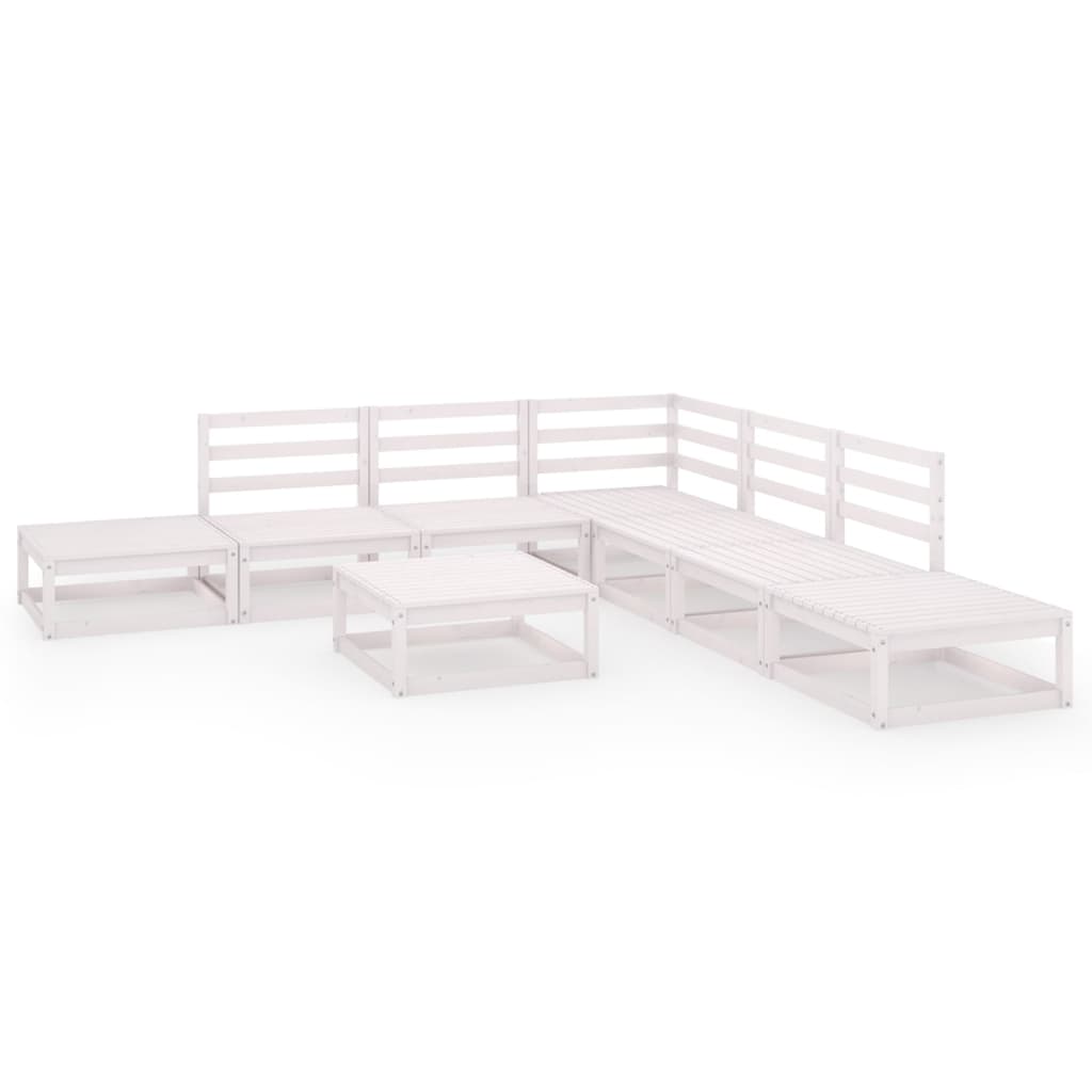 vidaXL 8 Piece Garden Lounge Set White Solid Wood Pine