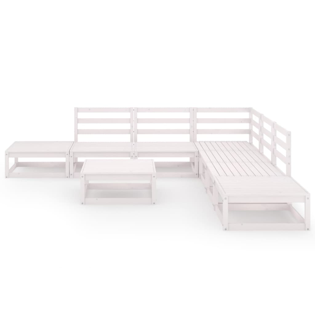 vidaXL 8 Piece Garden Lounge Set White Solid Wood Pine