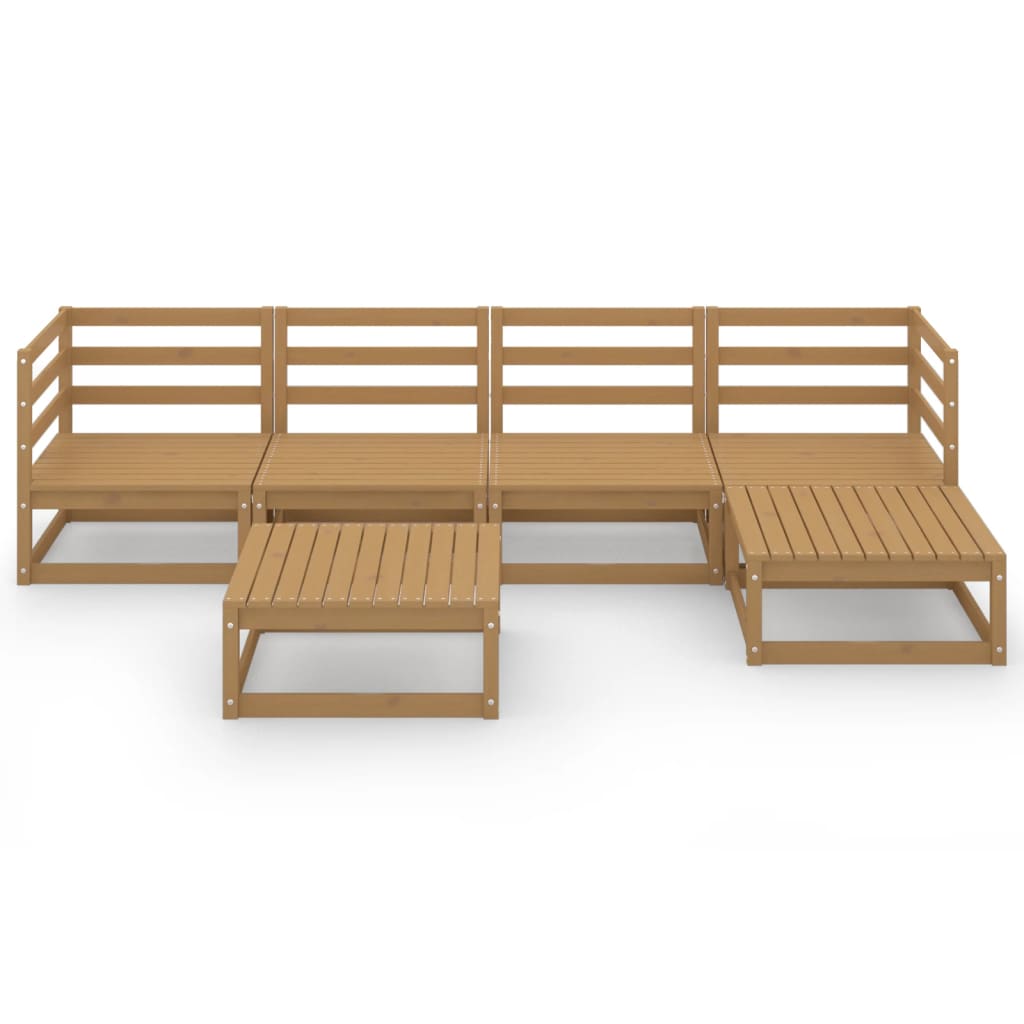 vidaXL 6 Piece Garden Lounge Set Honey Brown Solid Wood Pine