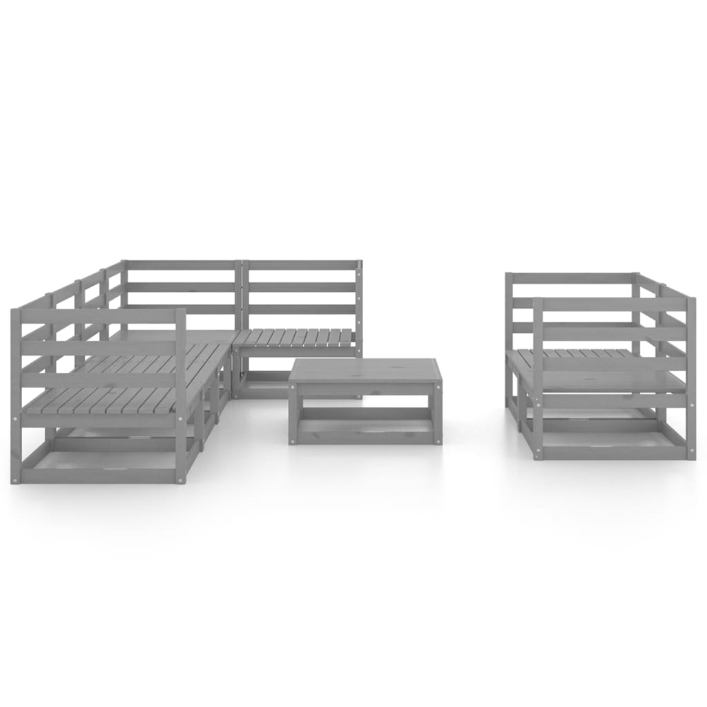 vidaXL 8 Piece Garden Lounge Set Grey Solid Pinewood