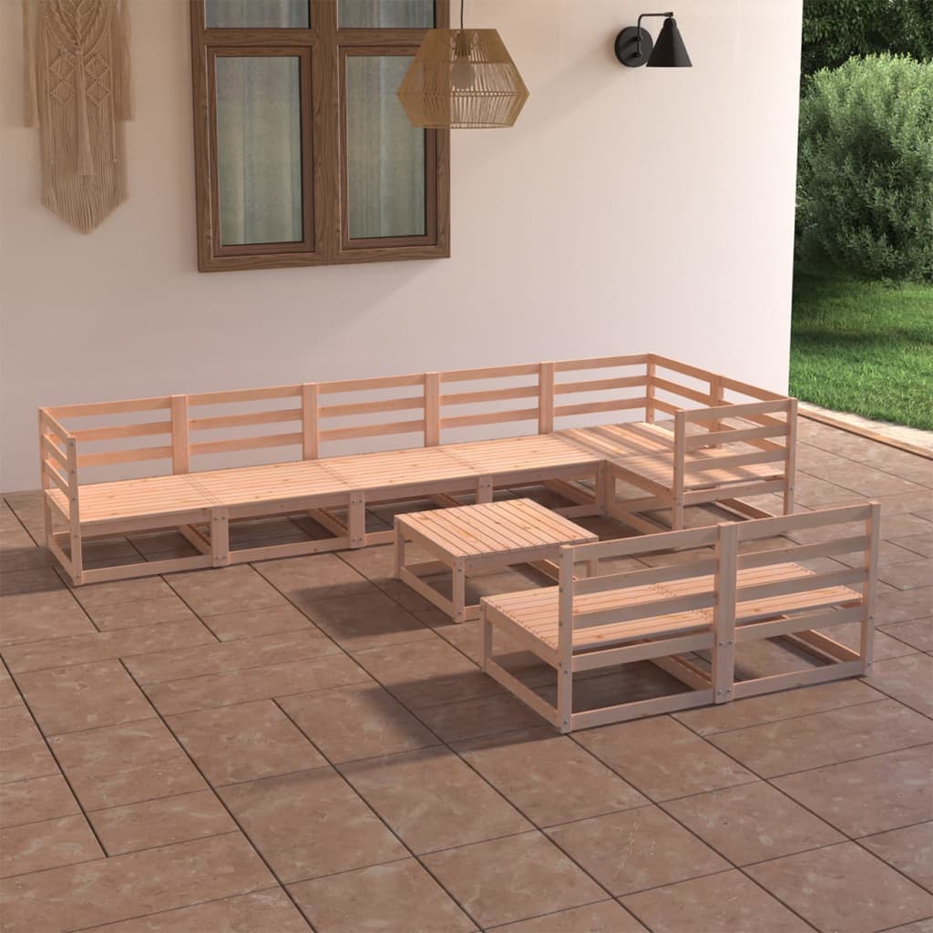 vidaXL 9 Piece Garden Lounge Set Solid Pinewood