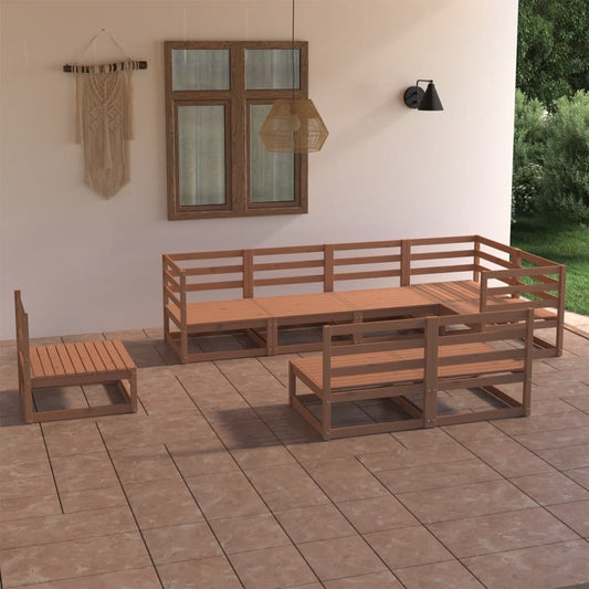 vidaXL 8 Piece Garden Lounge Set Honey Brown Solid Pinewood