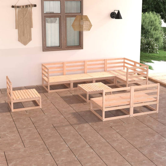 vidaXL 9 Piece Garden Lounge Set Solid Pinewood