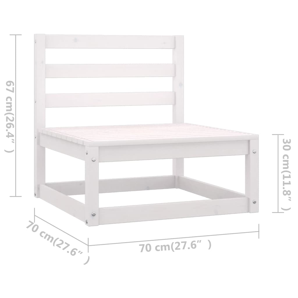 vidaXL 8 Piece Garden Lounge Set White Solid Wood Pine