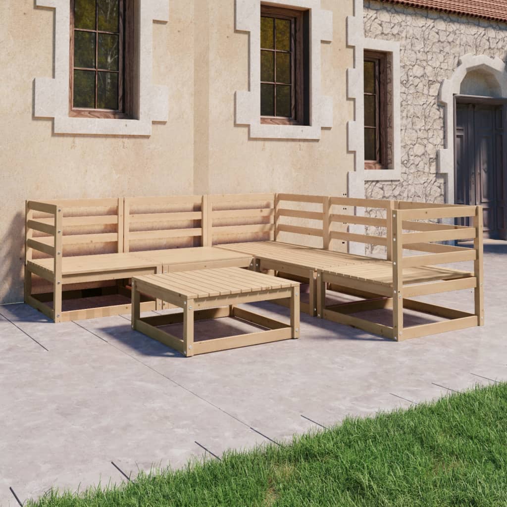 vidaXL 6 Piece Garden Lounge Set Solid Wood Pine