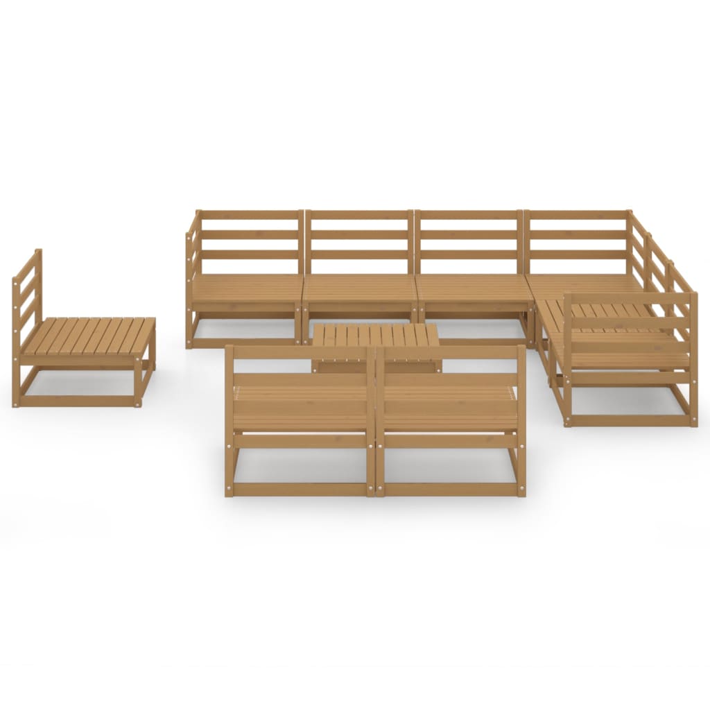 vidaXL 10 Piece Garden Lounge Set Honey Brown Solid Pinewood