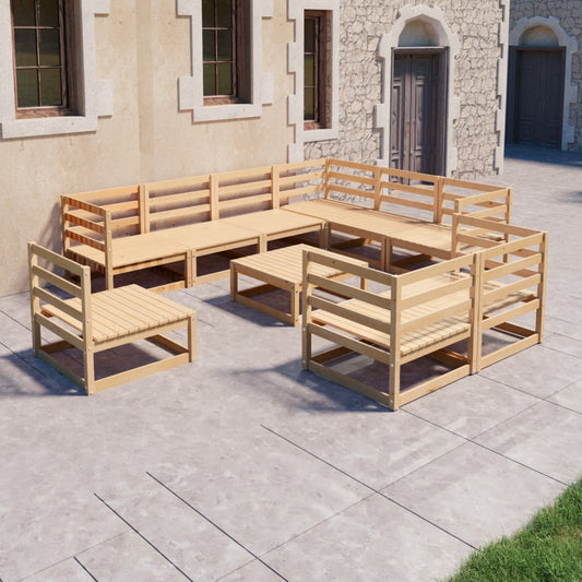 vidaXL 10 Piece Garden Lounge Set Solid Pinewood