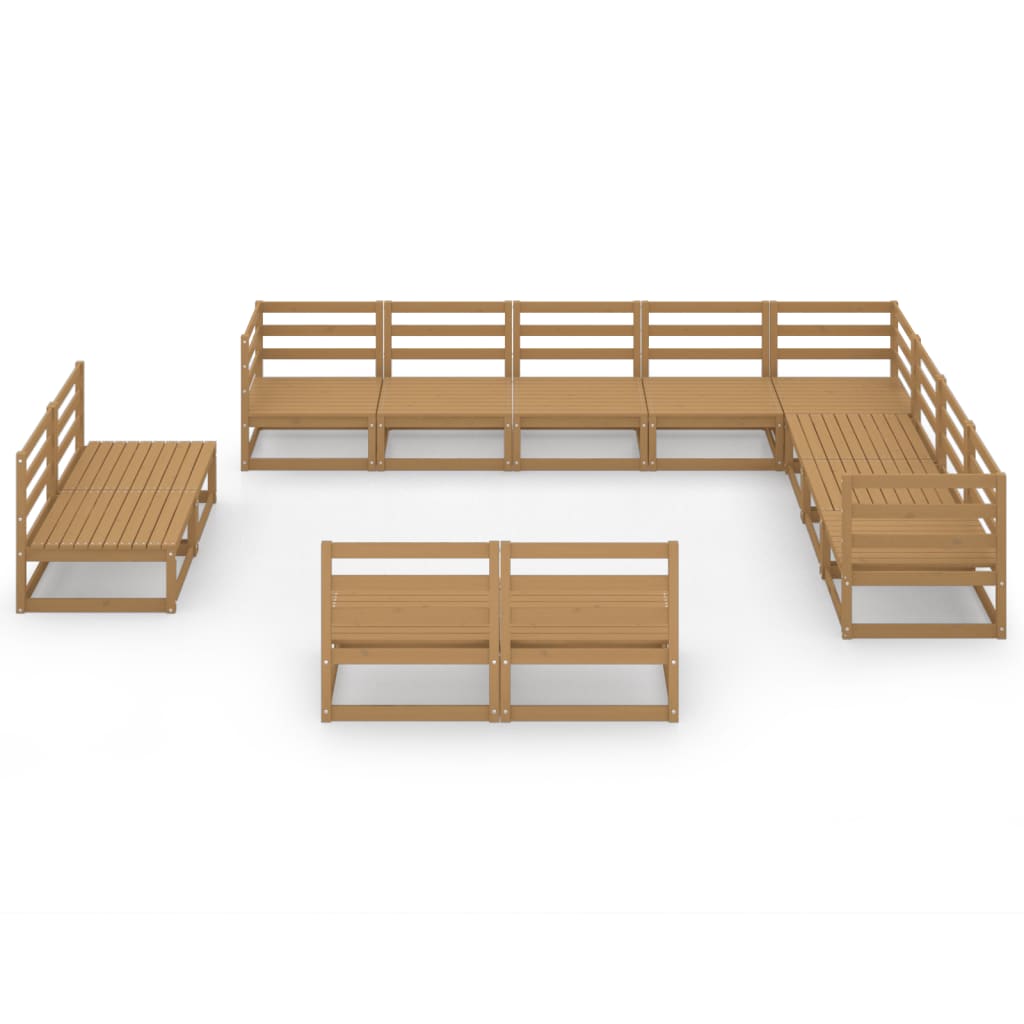 vidaXL 12 Piece Garden Lounge Set Honey Brown Solid Pinewood