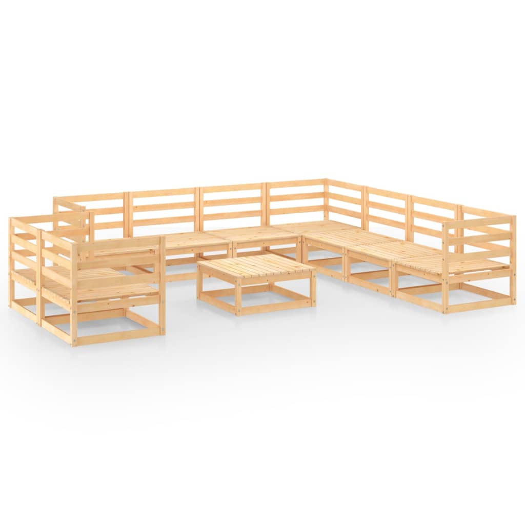 vidaXL 10 Piece Garden Lounge Set Solid Wood Pine