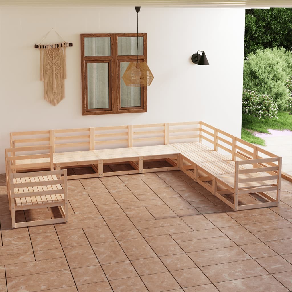 vidaXL 10 Piece Garden Lounge Set Solid Wood Pine