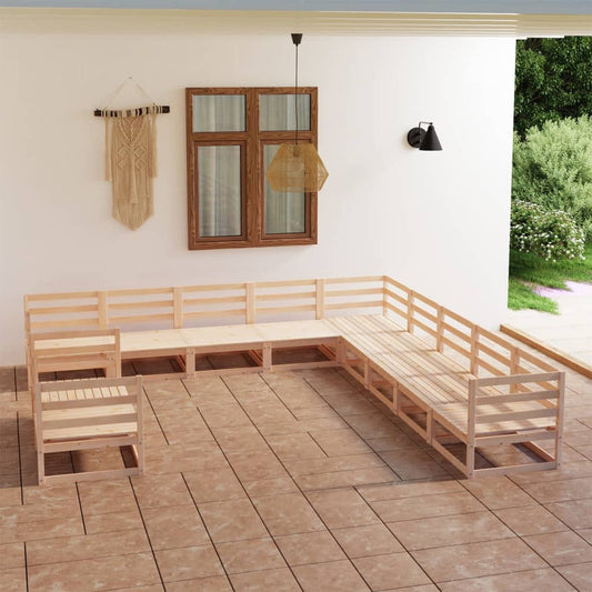 vidaXL 11 Piece Garden Lounge Set Solid Wood Pine