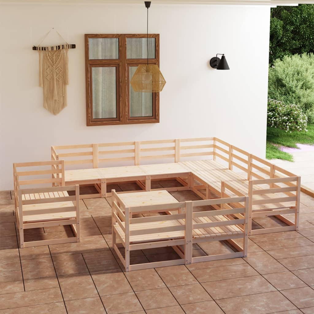 vidaXL 12 Piece Garden Lounge Set Solid Wood Pine