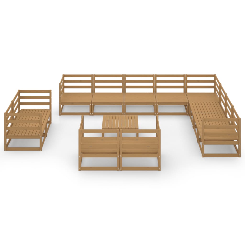 vidaXL 13 Piece Garden Lounge Set Honey Brown Solid Pinewood