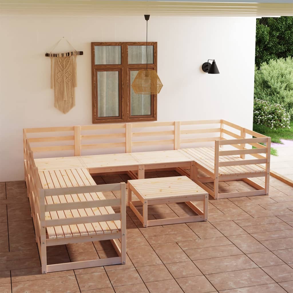 vidaXL 9 Piece Garden Lounge Set Solid Pinewood