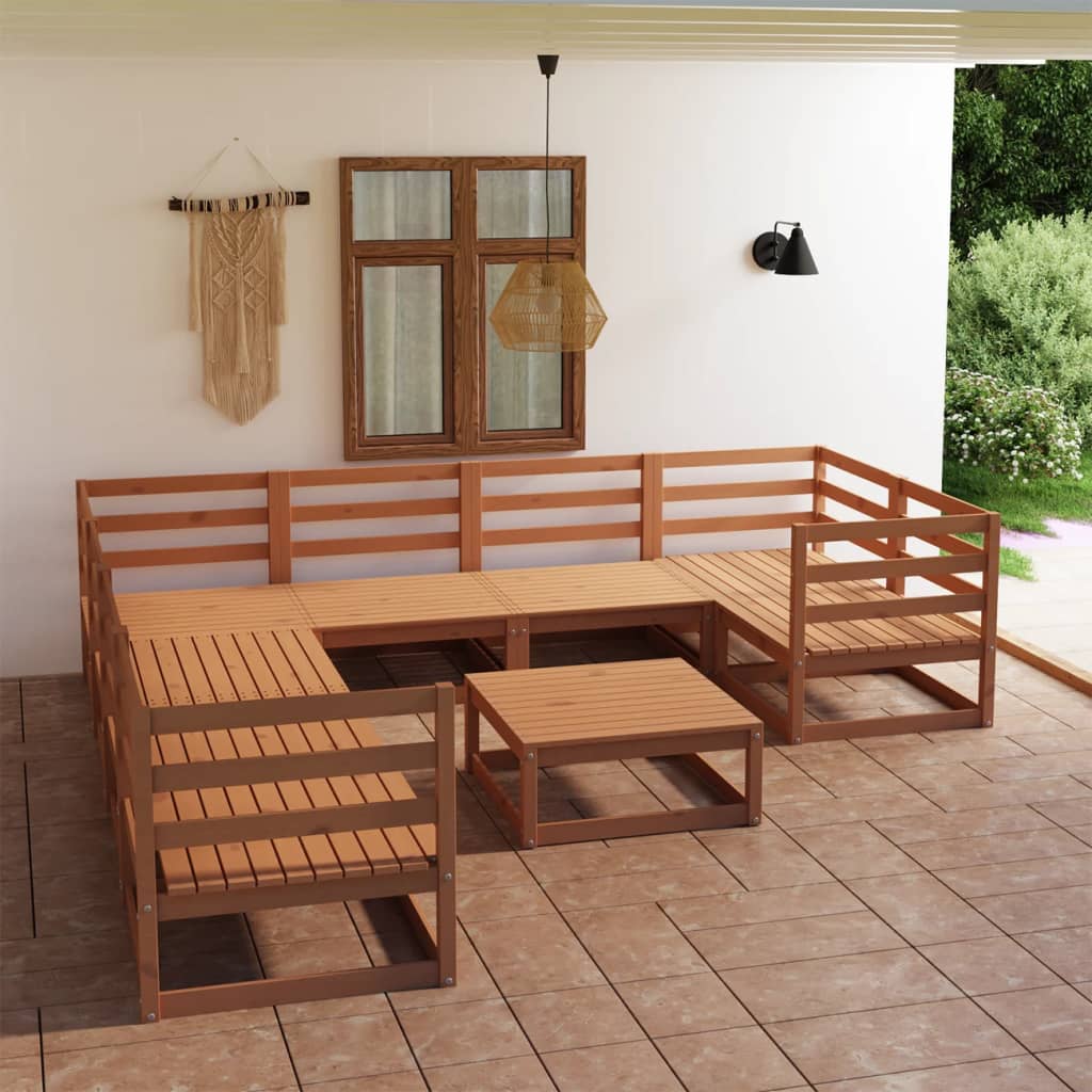 vidaXL 9 Piece Garden Lounge Set Solid Pinewood