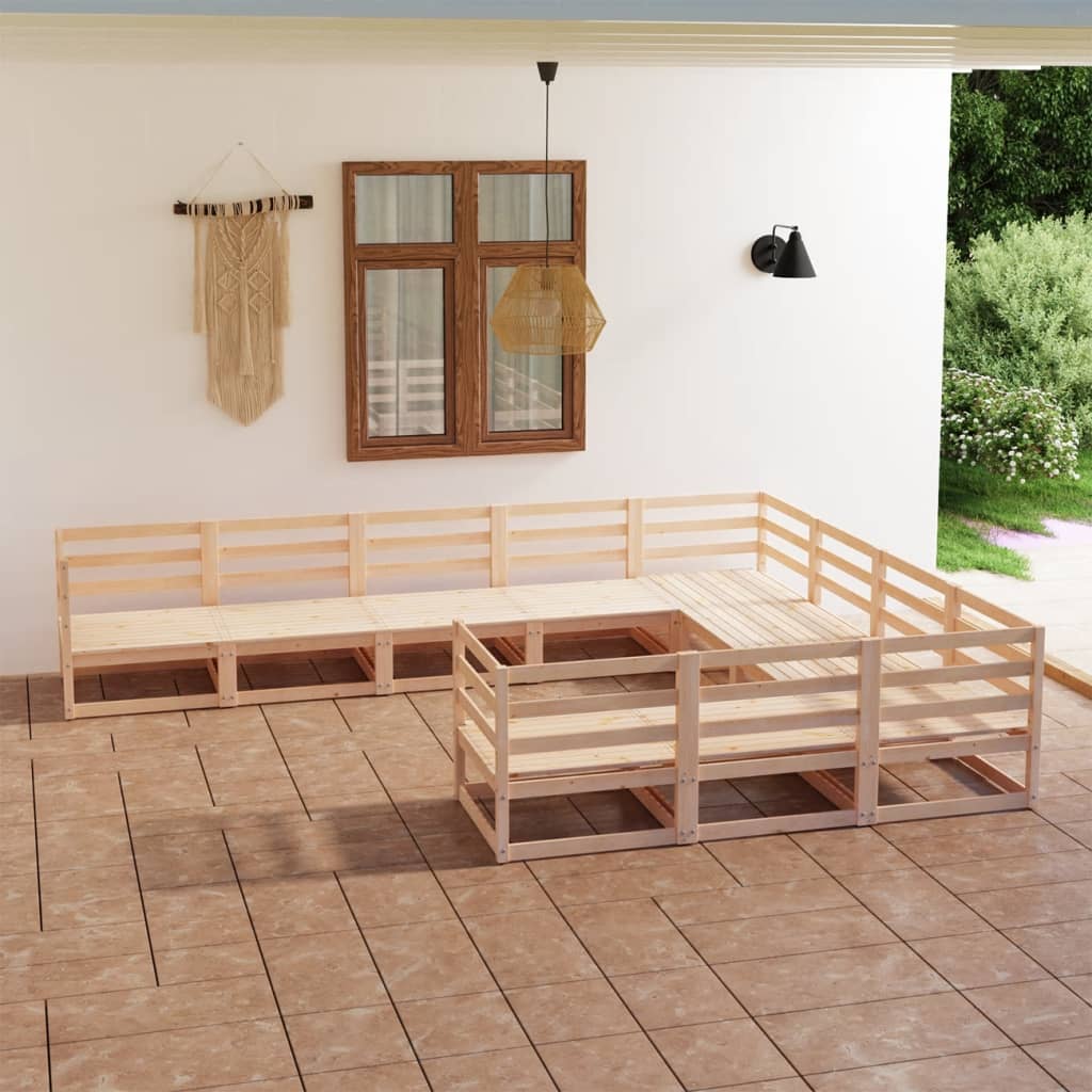 vidaXL 10 Piece Garden Lounge Set Solid Pinewood