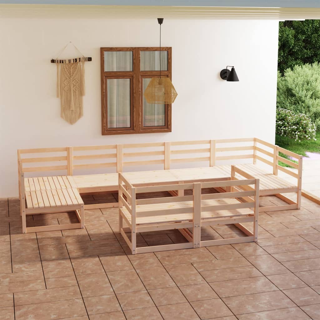 vidaXL 9 Piece Garden Lounge Set Solid Pinewood