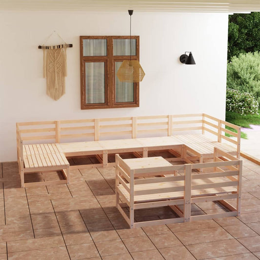 vidaXL 10 Piece Garden Lounge Set Solid Pinewood