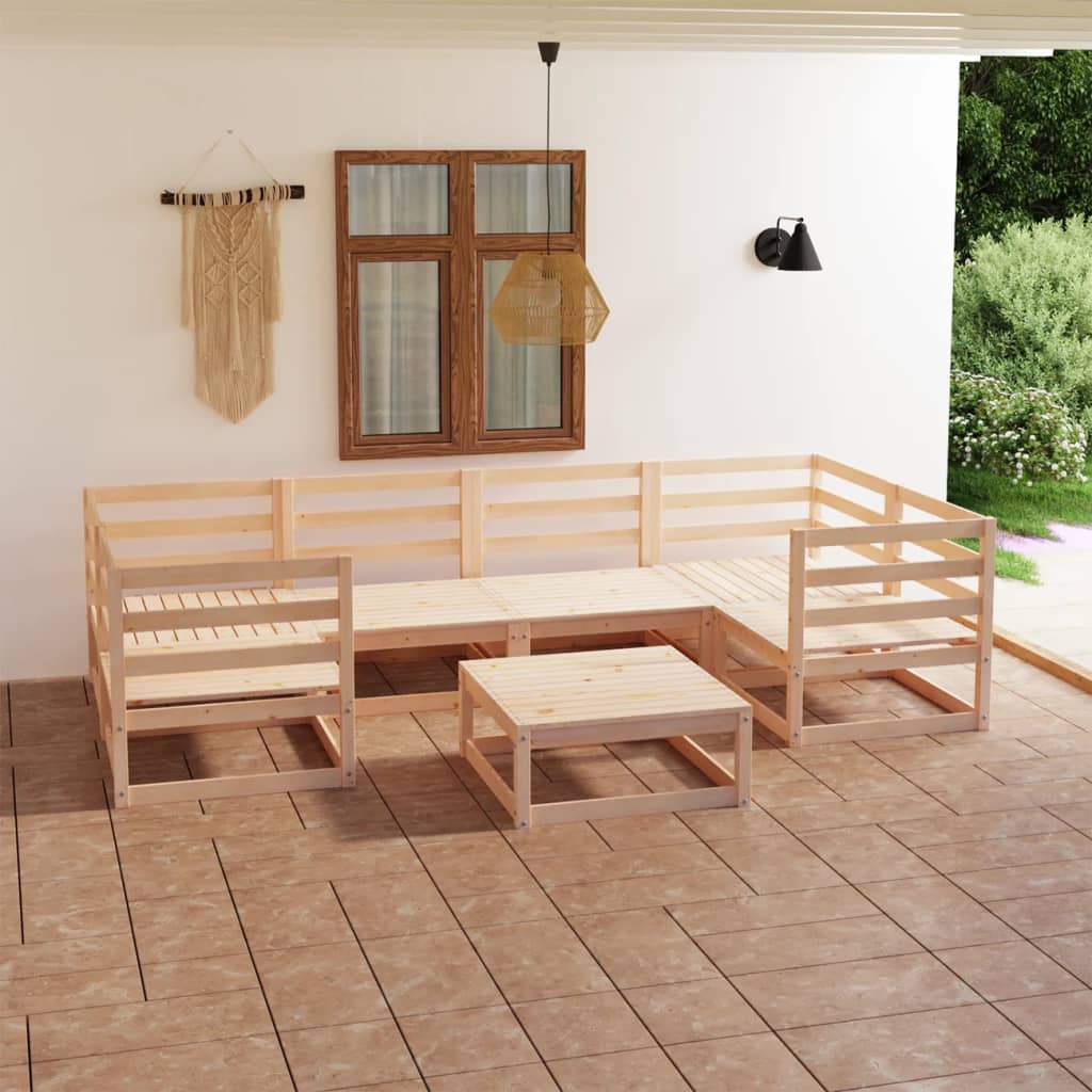 vidaXL 7 Piece Garden Lounge Set Solid Wood Pine