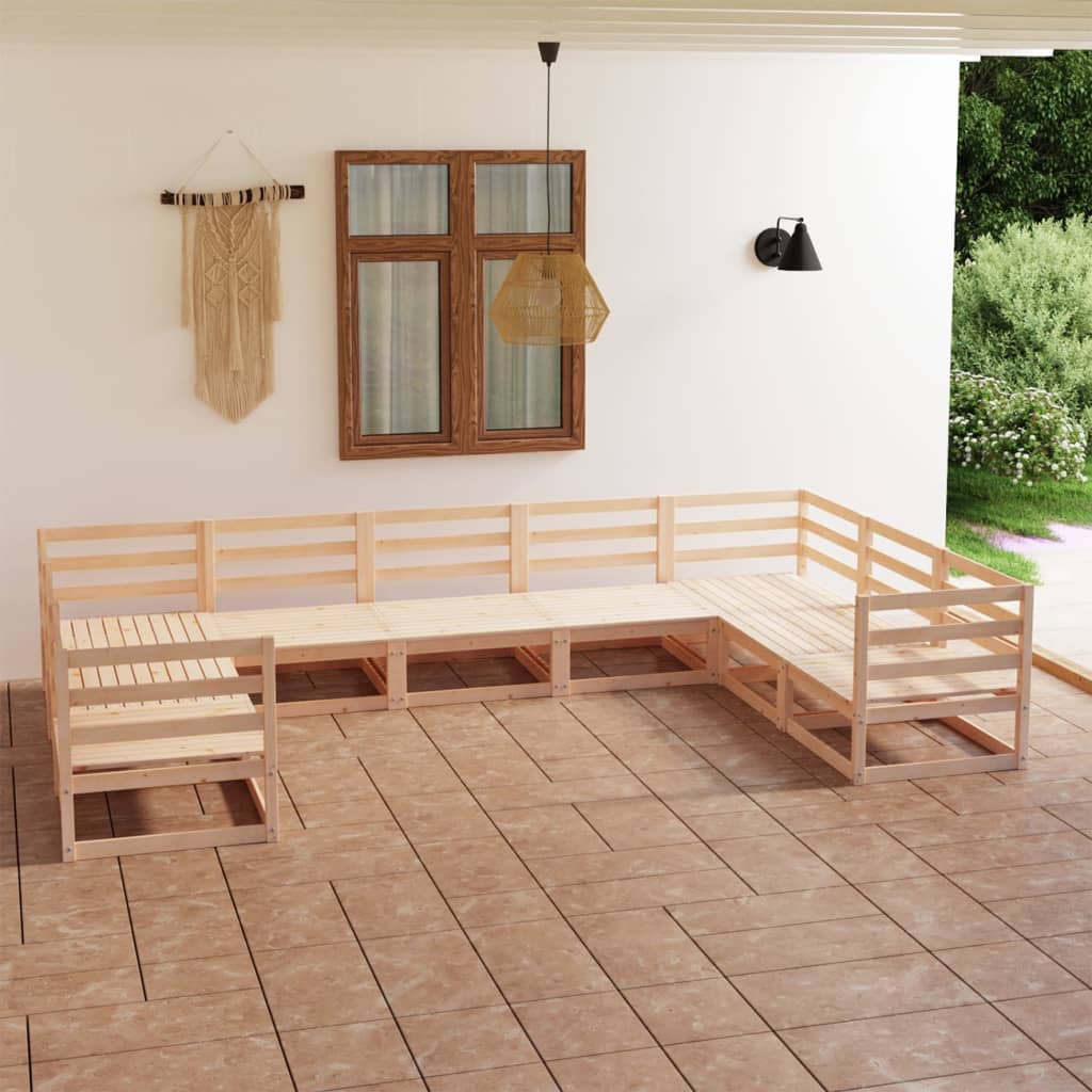 vidaXL 9 Piece Garden Lounge Set Solid Wood Pine