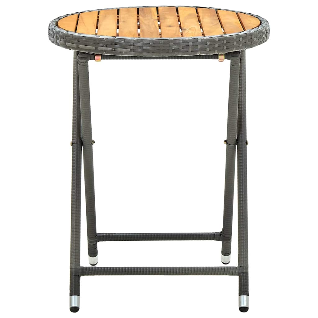 316510 vidaXL Tea Table Grey 60 cm Poly Rattan and Solid Acacia Wood