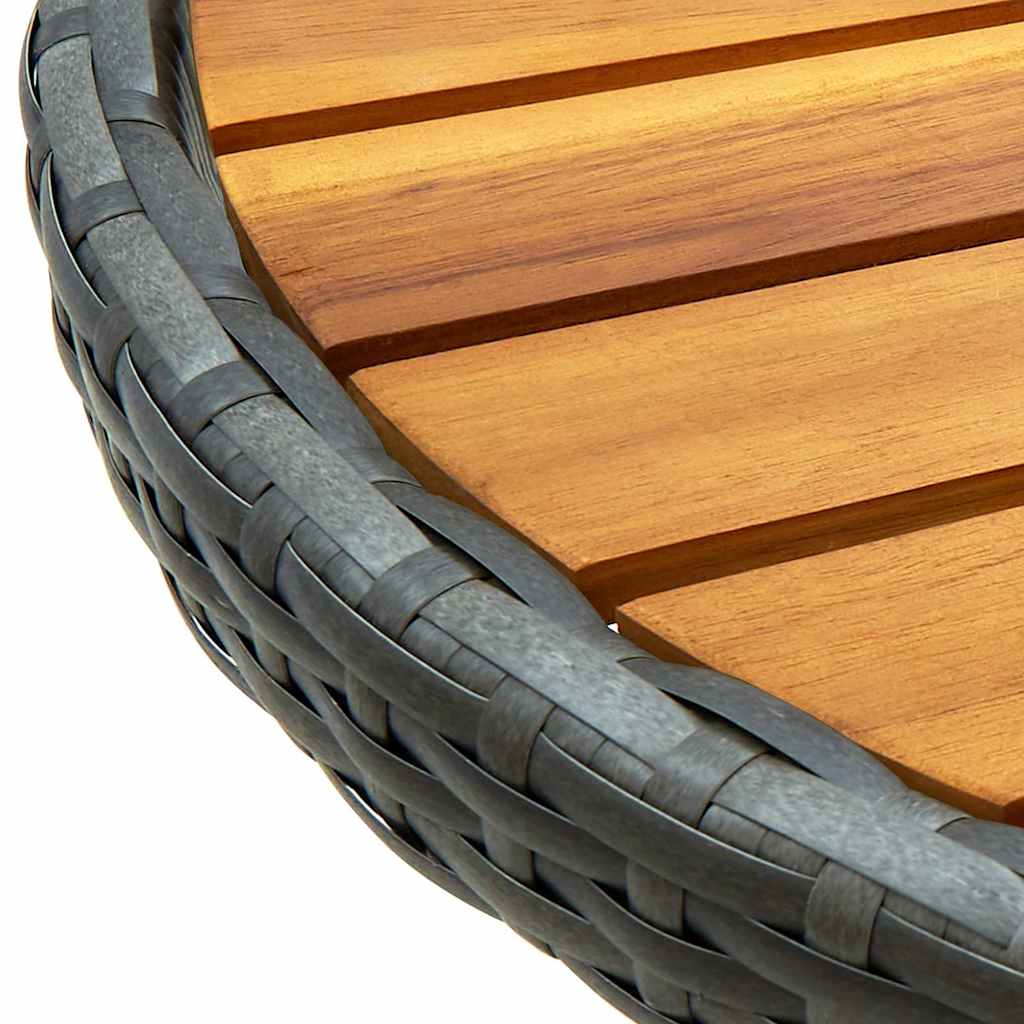 316510 vidaXL Tea Table Grey 60 cm Poly Rattan and Solid Acacia Wood