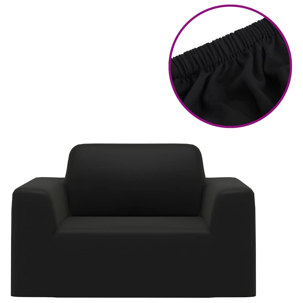 332932 vidaXL Stretch Couch Slipcover Black Polyester Jersey