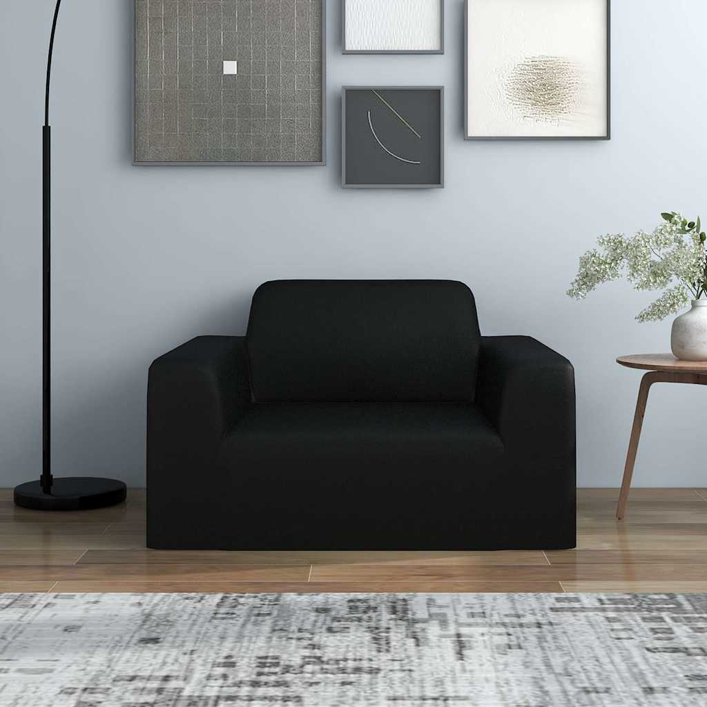 332932 vidaXL Stretch Couch Slipcover Black Polyester Jersey