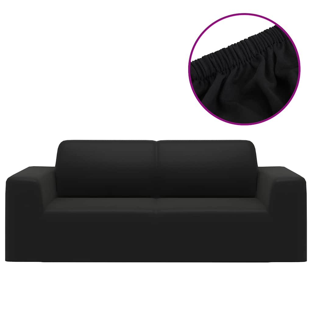 332933 vidaXL 2-Seater Stretch Couch Slipcover Black Polyester Jersey
