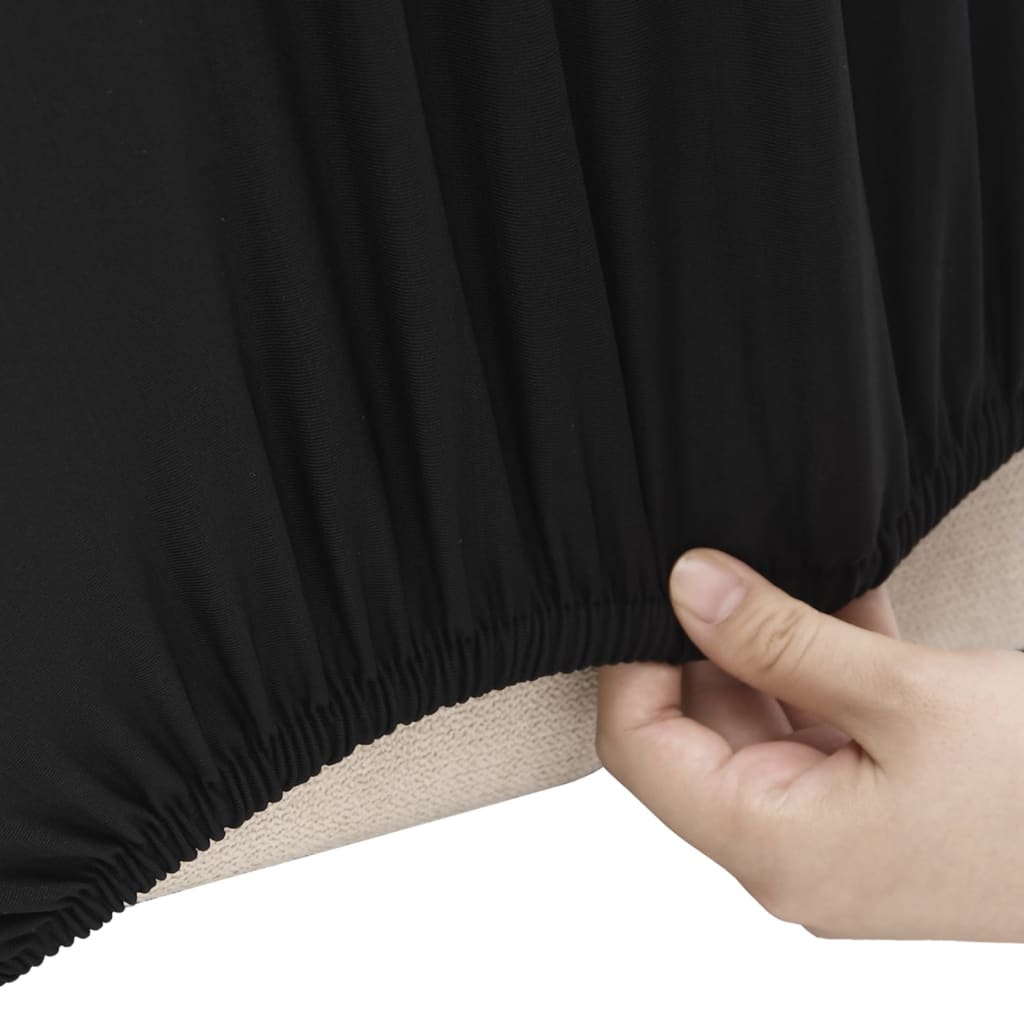 2-Seater Stretch Couch Slipcover Black Polyester Jersey
