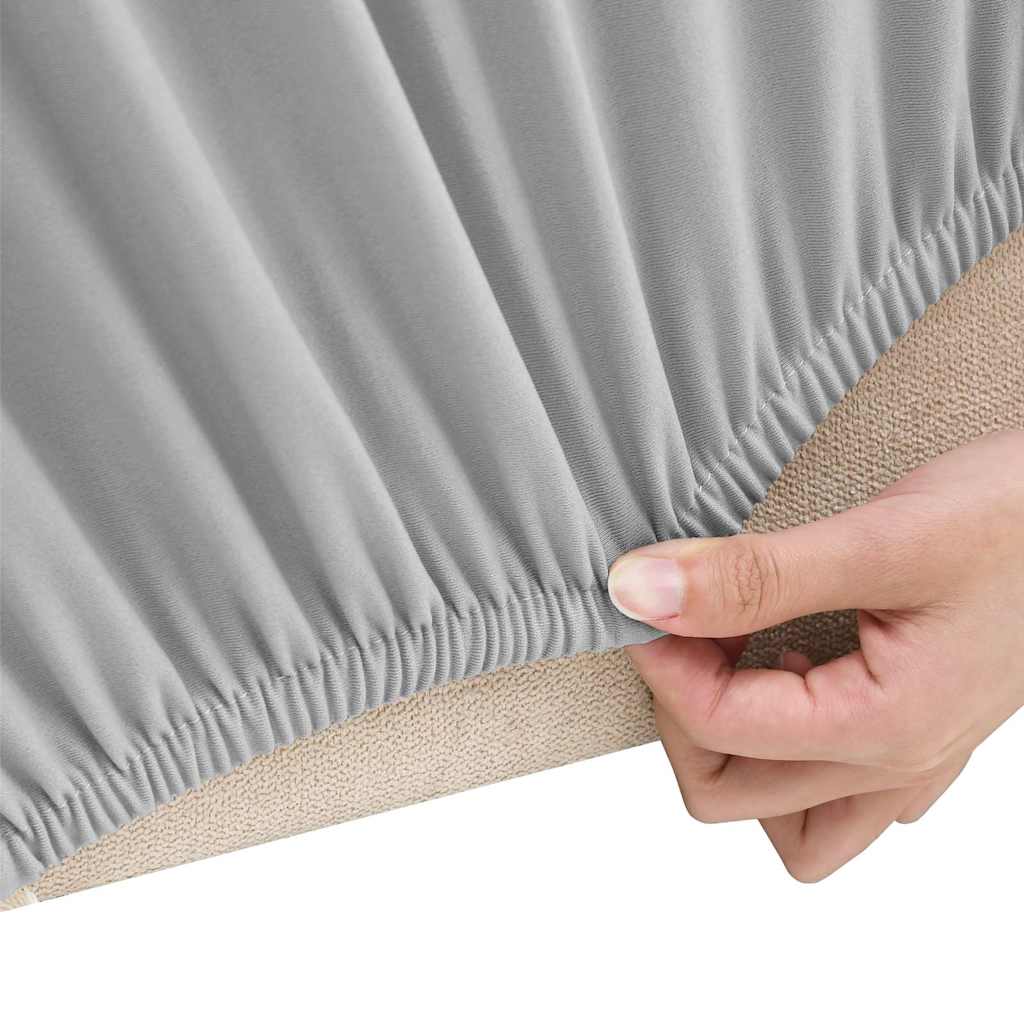 4-Seater Stretch Couch Slipcover Grey Polyester Jersey