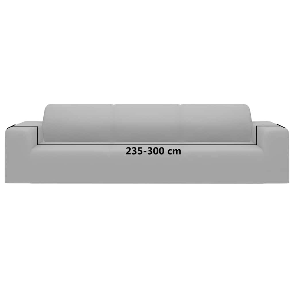 4-Seater Stretch Couch Slipcover Grey Polyester Jersey