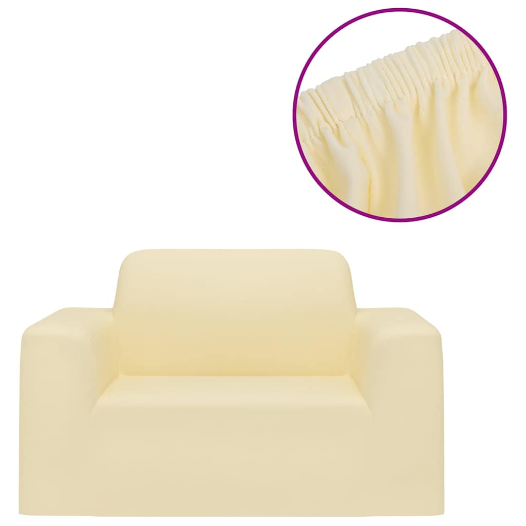332944 vidaXL Stretch Couch Slipcover Cream Polyester Jersey