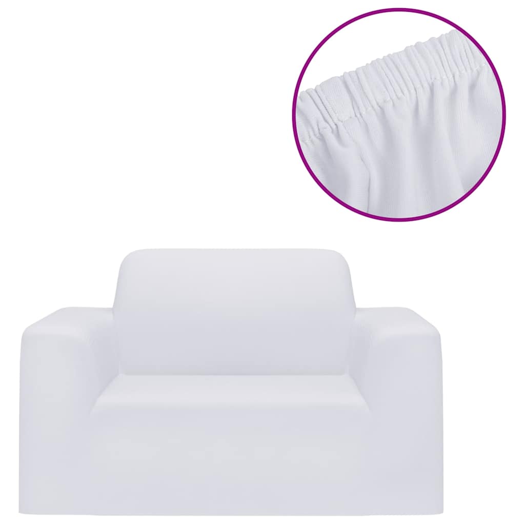 332948 vidaXL Stretch Couch Slipcover White Polyester Jersey