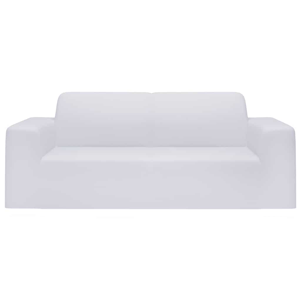 2-Seater Stretch Couch Slipcover White Polyester Jersey